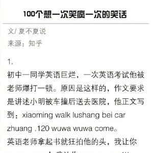 100个想起来就会笑出声的笑话，看完之后让你成为笑话大王